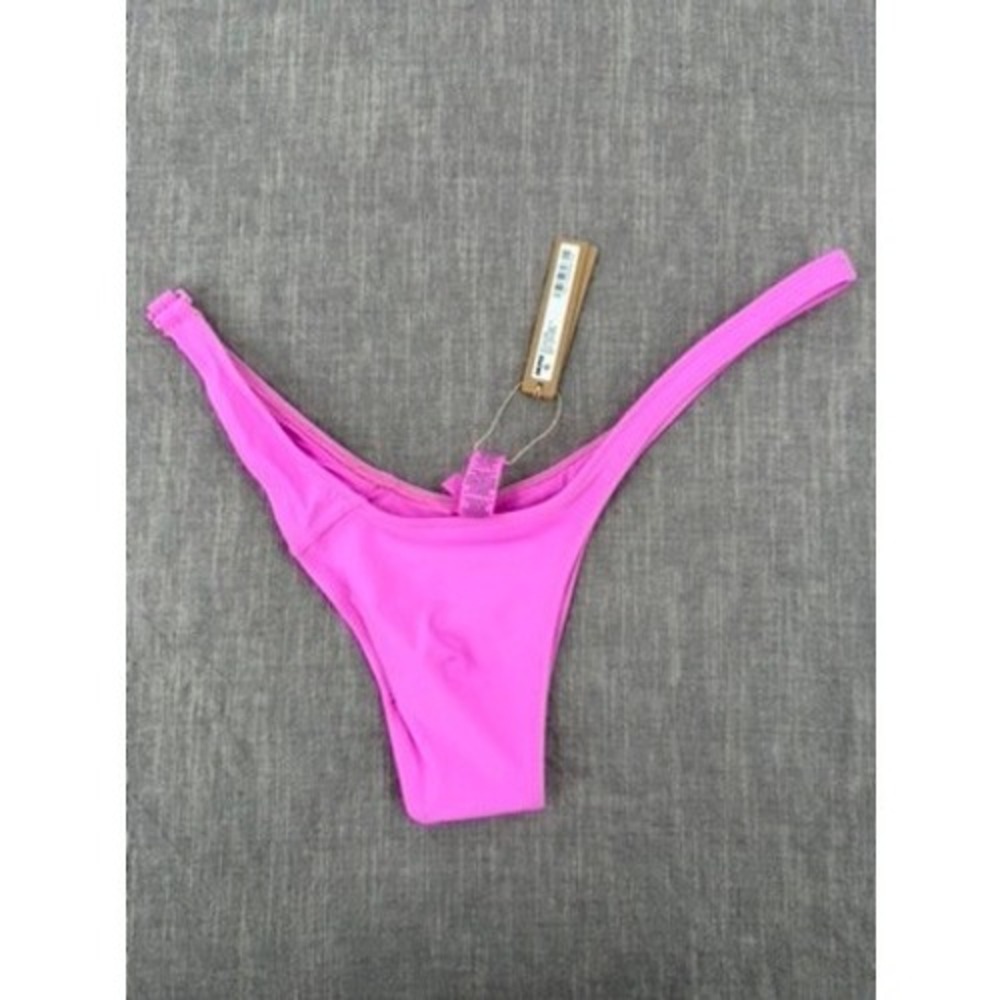 SKIMS Recycled Swim Halter Scoop Bikini Top Neon Orchid Pink Size S Small NWT